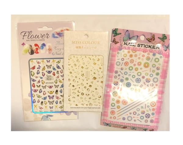 3 stora ark nagelstickers fjäril blomma blad