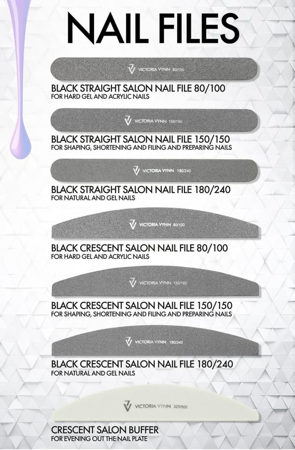 10-pack Nagelfilar - Rak - 150/150 - Victoria Vynn  - Svart