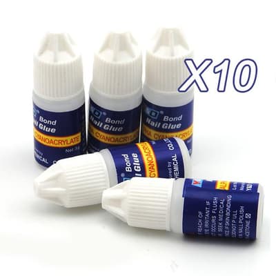 10-pack nagellim, lim för lösnaglar, nagelstenar, stripes