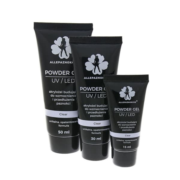 Akrylgel - Powder gel - Clear 15 ml - Allepaznokcie