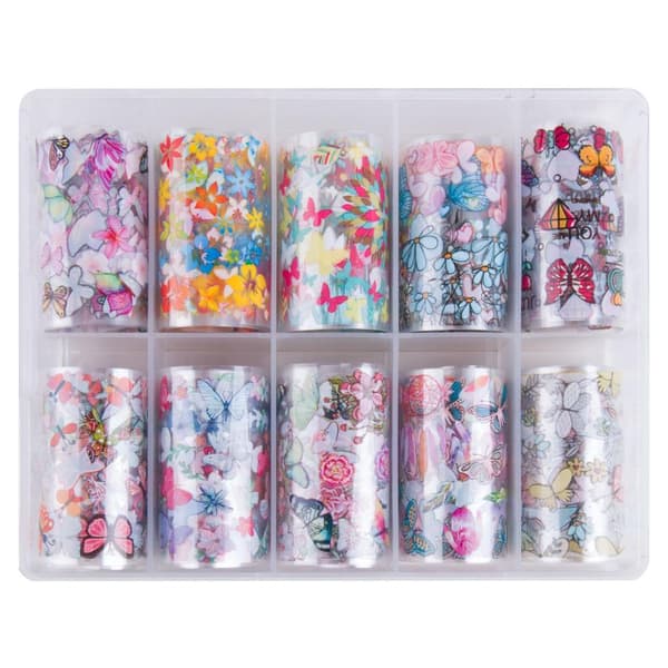Nagelfolie / folie - Set 10 färger - 100 cm / st