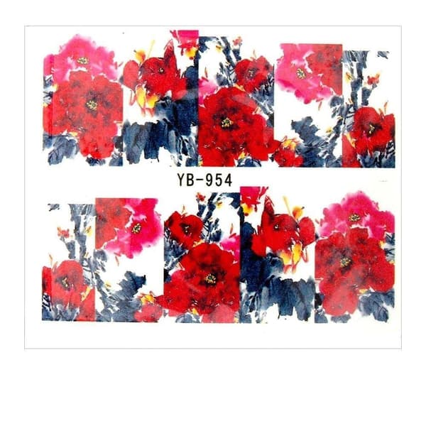 Vattendekaler - Blommor - YB-954 - För naglar