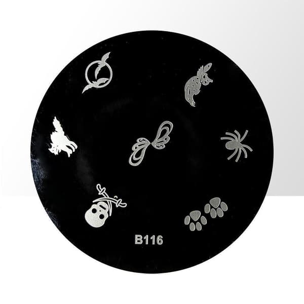 Stämpelplatta - Nageldekorationer - B116 - Rund
