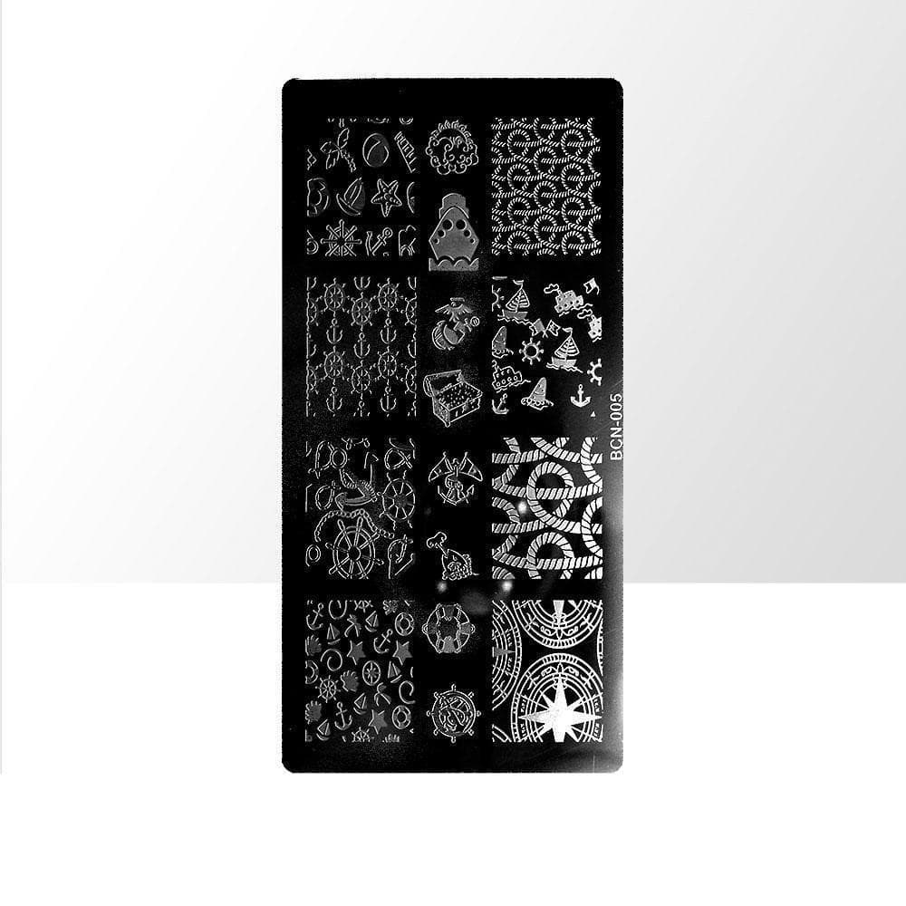 Stämpelplatta - Nageldekorationer - BCN-005 - Rektangel