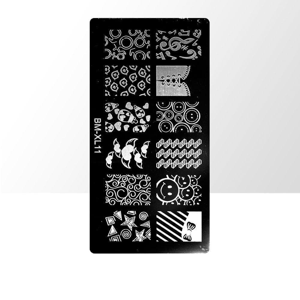 Stämpelplatta - Nageldekorationer - XL11 - Rektangel