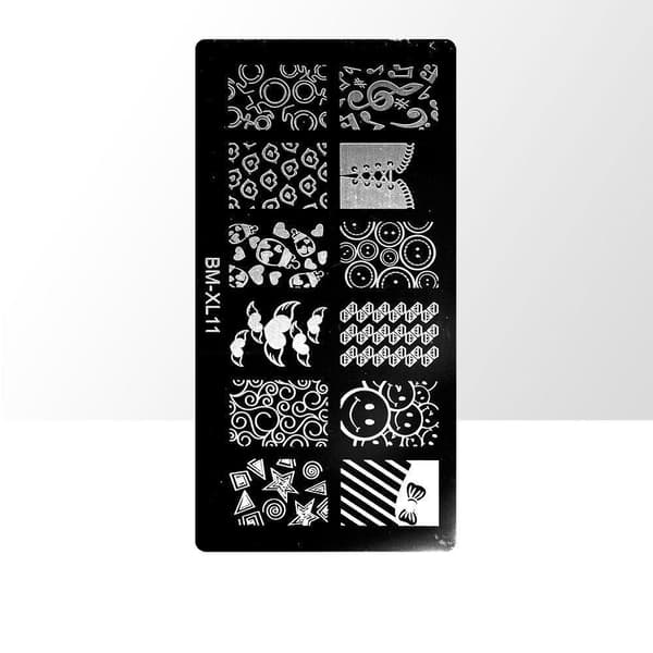 Stämpelplatta - Nageldekorationer - XL11 - Rektangel
