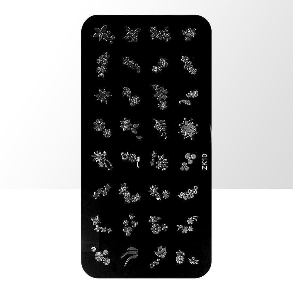 Stämpelplatta - Nageldekorationer - ZK10 - Rektangel