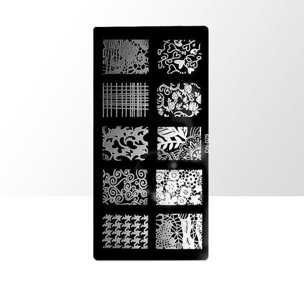 Stämpelplatta - Nageldekorationer - DN029 - Rektangel