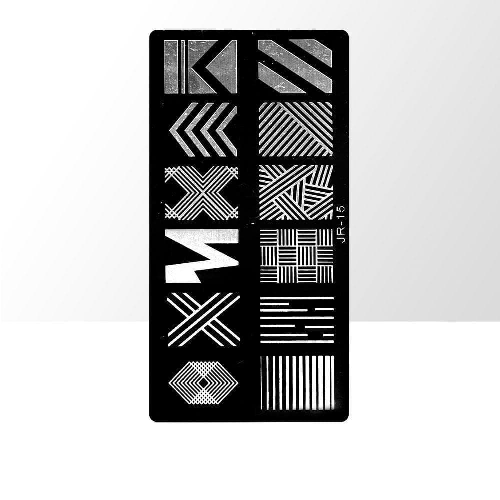 Stämpelplatta - Nageldekorationer - JR-15 - Rektangel