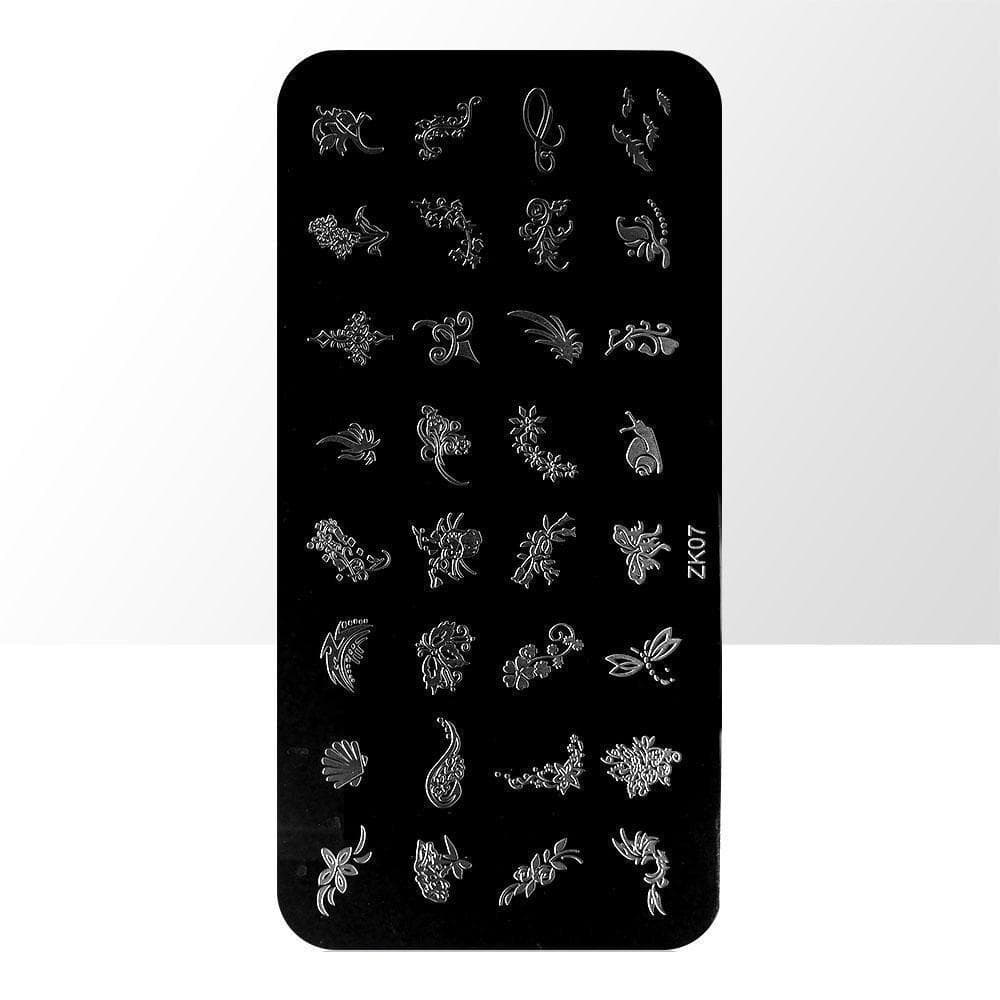 Stämpelplatta - Nageldekorationer - ZK07 - Rektangel