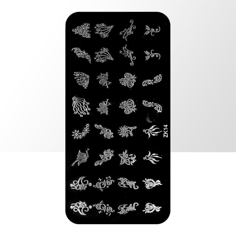 Stämpelplatta - Nageldekorationer - ZK14 - Rektangel