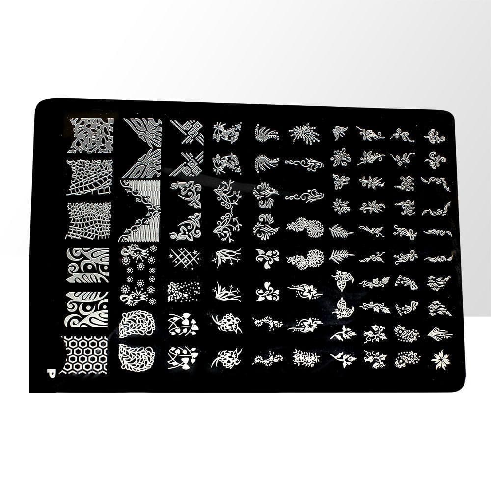 Stämpelplatta - Nageldekorationer - L(P) - Rektangel