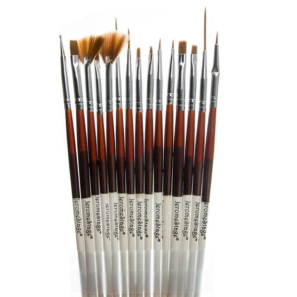Set med 15 olika penslar - Vit / Brun