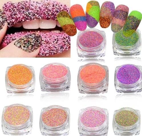Dekorations set - Matt socker glitter - 12 Kulörer - 3 ml / burk