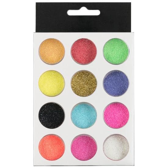 Dekorations set - Glitter - 12 Kulörer - 3 ml / burk