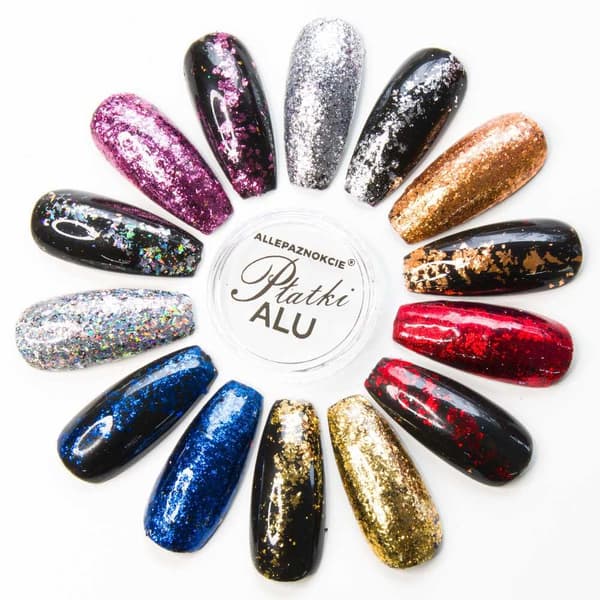 Nageldekorationer - Metall / Alu flingor - 08