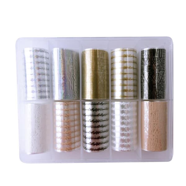 Nagelfolie / folie - Set 10 färger - 100 cm / st