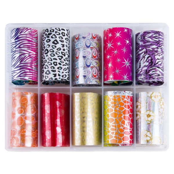 Nagelfolie / folie - Set 10 färger - 100 cm / st