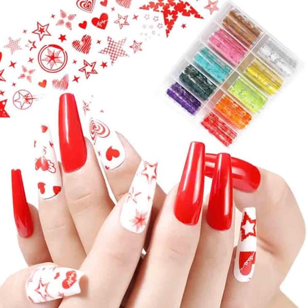 Nagelfolie / folie - Set 10 färger - 100 cm / st