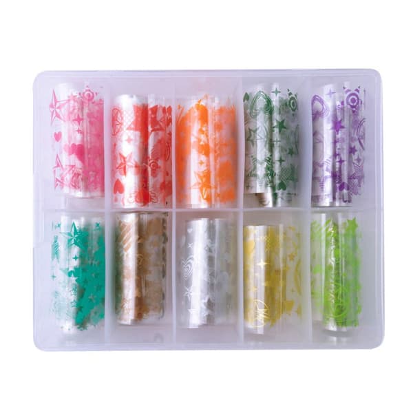 Nagelfolie / folie - Set 10 färger - 100 cm / st
