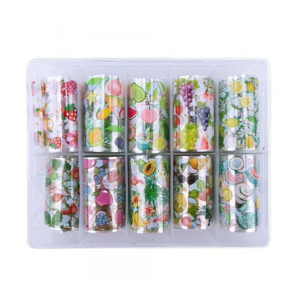 Nagelfolie / folie - Set 10 färger - 100 cm / st