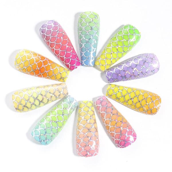 Nagelstickers - Färgglada fiskfjäll 10 pack