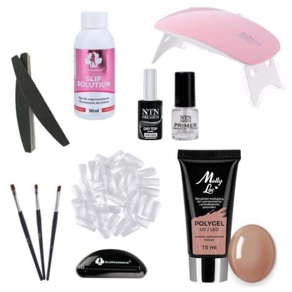 11 kpl Akryyligeeli - Poly Builder Gel Kit Led-lampulla - Vaaleanruskea