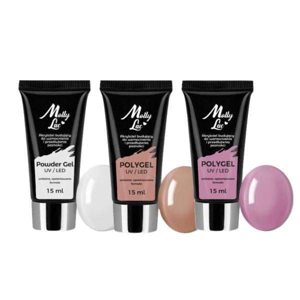 3-pakning Polygel - Pulvergelé - 45ml - Akrylgelé - Byggemiddel