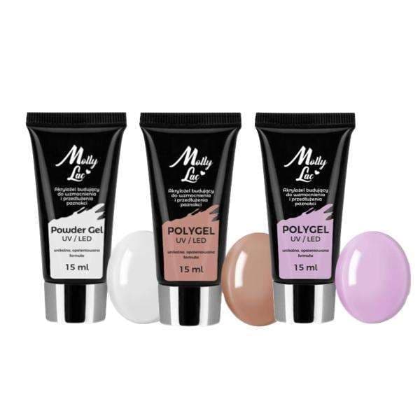 3-pakning Polygel - Pulvergelé - 45ml - Akrylgelé - Byggemiddel