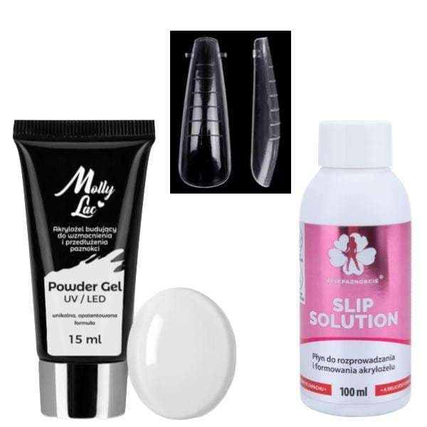 Kit Polygel Clear - Dualform, Form tips - Slip løsning