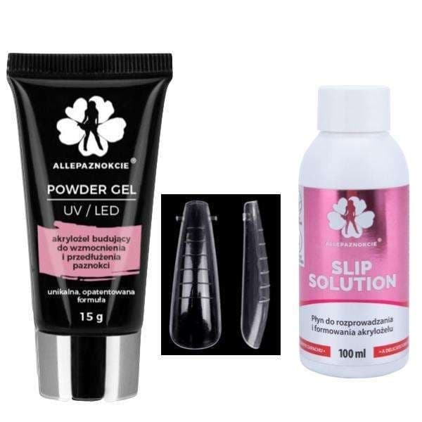 Kit Polygel French pink - Dualform, Form tips - Slip ratkaisu