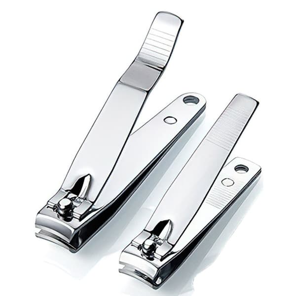 2pcs Stainless Steel Nail Clippers Manicure & Pedicure Toe Finger Nails