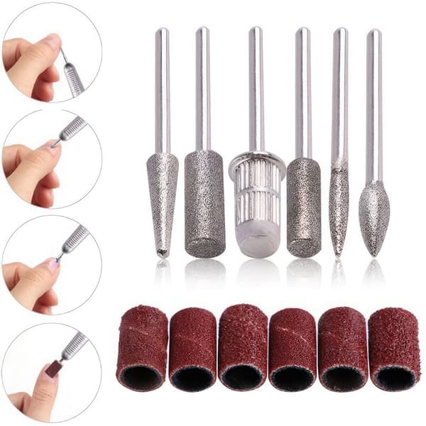 6 Stk Professionelt Negleborrsæt - Diamantslibebånd til Manicure & Pedicure