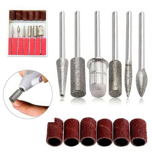 6 Stk Professionelt Negleborrsæt - Diamantslibebånd til Manicure & Pedicure