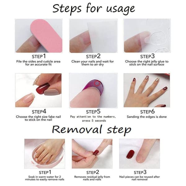 Nakenrosa Press On Nails Kort mandelspets Kistform Heltäckande Återanvändbara lösnaglar med limstift på naglar med guldlinjedesign