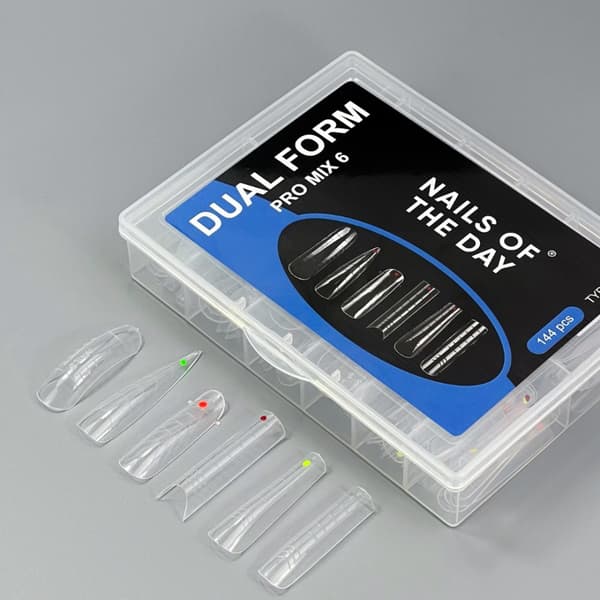 NAILSOFTHEDAY Dual Form Pro Mix 6 (Typ 22) - set med övre former med färgade markeringar, 144 st