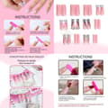 Miniatyrbild 3 av 4: INN False Nails 24 st French Rose Shiny Press on Nails Stick on - Stickers for Women Nail Art Full Cover Akryl