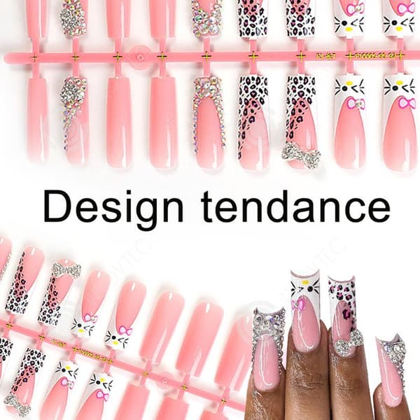 INN False Nails 24 st French Rose Shiny Press on Nails Stick on - Stickers for Women Nail Art Full Cover Akryl