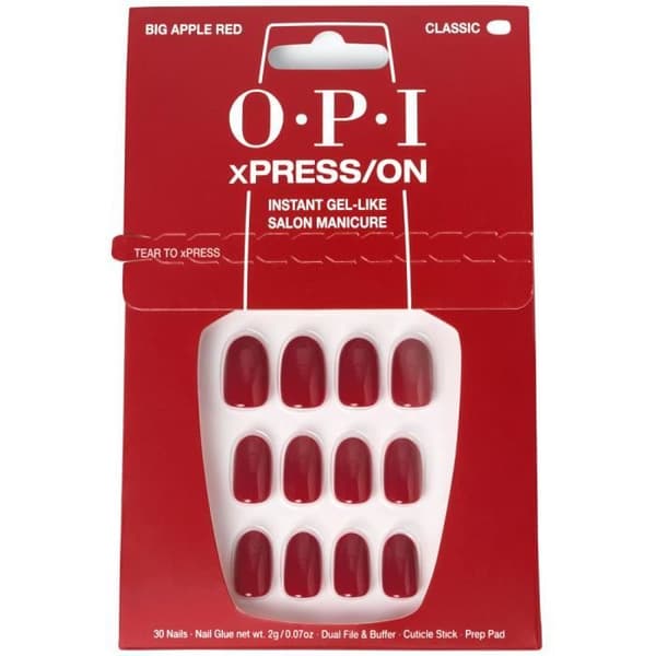 xPRESS-ON - Big Apple Red - Återanvändbara falska naglar, gel-effekt - OPI