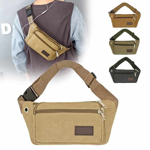 Taljetaske - 3 rum Canvas stof Flere farver