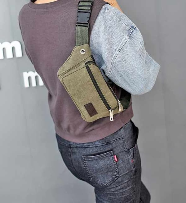 Taljetaske - 3 rum Canvas stof Flere farver