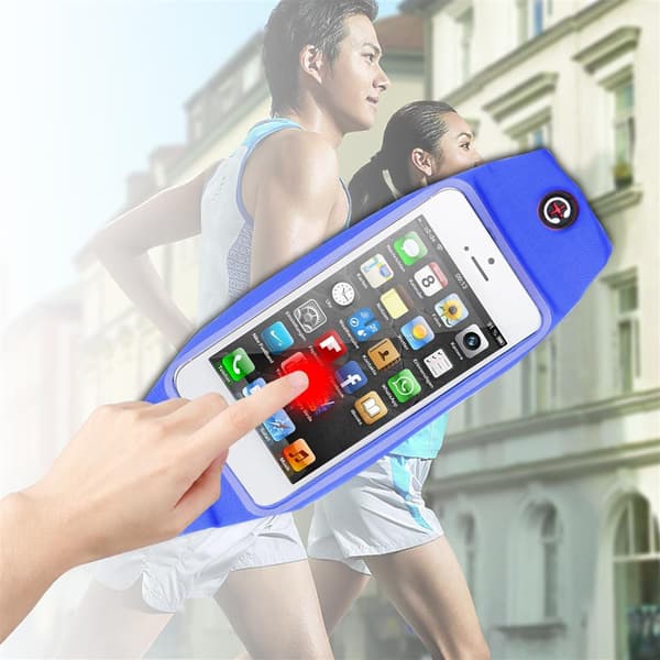 Sportsbelte med flaske- og mobillomme Midjeveske med justerbar lengde Midjeveske Mobiltelefonlomme og glidelåslukking