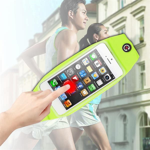 Sportsbelte med flaske- og mobillomme Midjeveske med justerbar lengde Midjeveske Mobiltelefonlomme og glidelåslukking