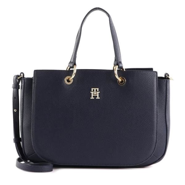TOMMY HILFIGER TH Emblem Satchel Rymdblå [216225] - axelväska med rem väska