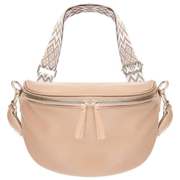 Geometriskt mönster Crossbody bältesväska - Gallantry - Taupe