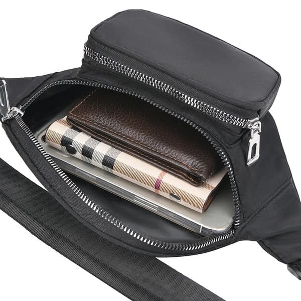 Taljetaske i nylon - 2 rum + yderlomme