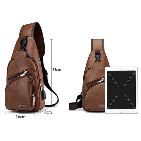 Fanny Pack, Läderbröstväska för män, Funktionell Fanny Pack, Bältesväska för telefon och pengar, Väska - Typ Svart