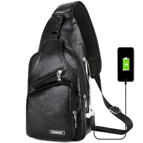 Fanny Pack, Läderbröstväska för män, Funktionell Fanny Pack, Bältesväska för telefon och pengar, Väska - Typ Svart