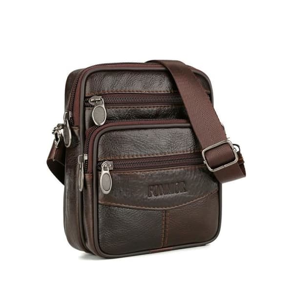 Vintage läderväskor för män Crossbody-väska Äkta Casual småväskor