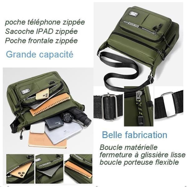 Män One Shoulder Messenger Bag Stor Kapacitet Casual Fashion Messenger Bag - Grå